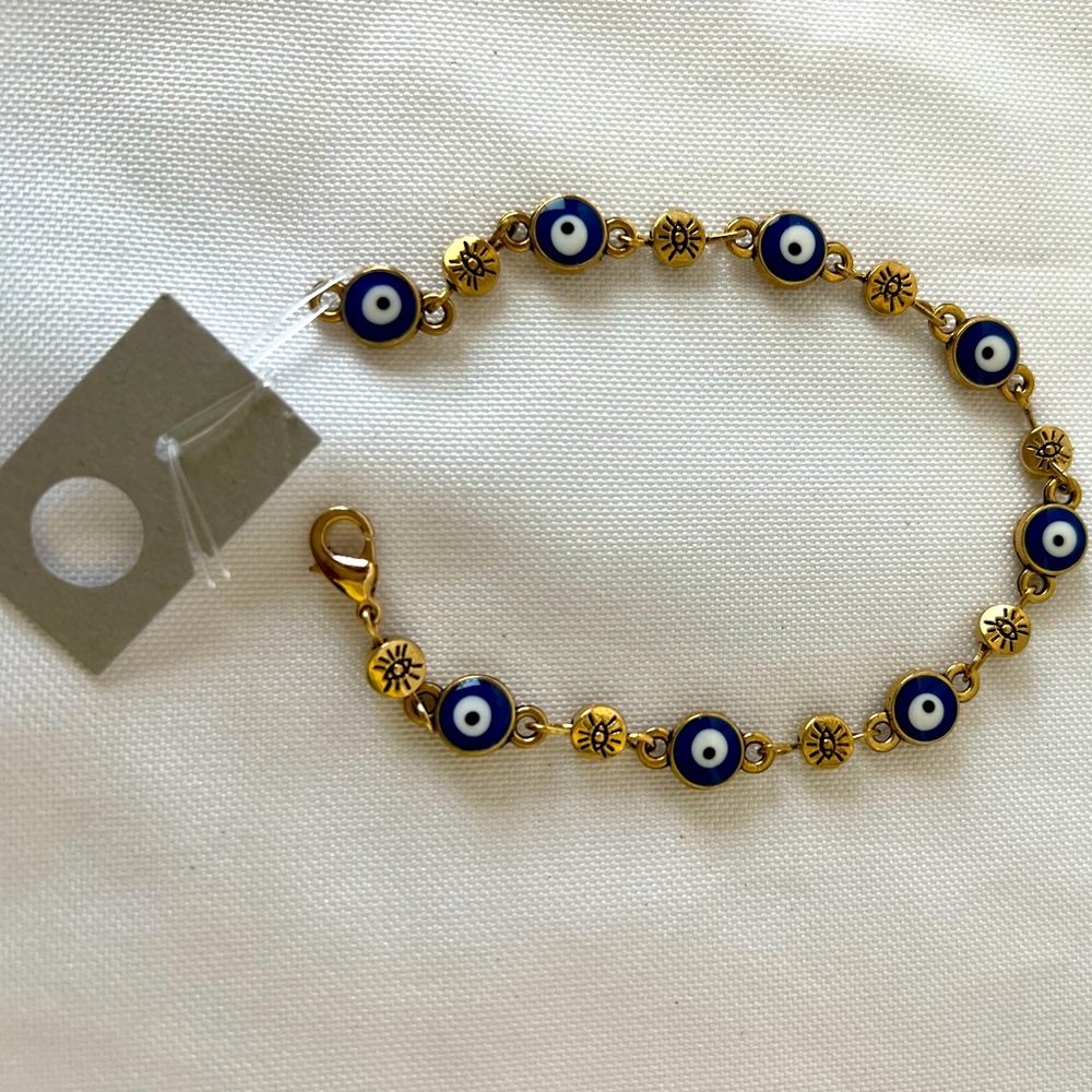 Gold Tone Evil Eye Bracelet Best For Mother’s Day Graduation Birthdays Gift